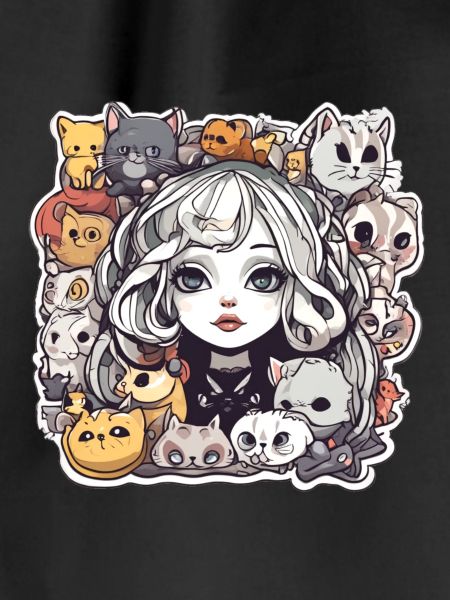 Goth girl and cats