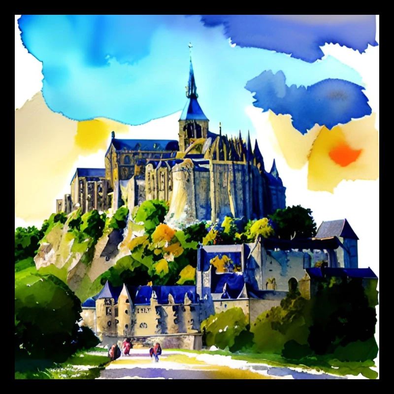 Mont Saint Michel, Frankreich - Aquarell