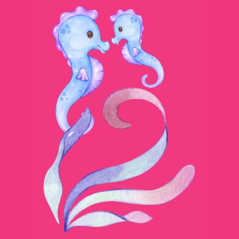 blaue Seepferdchen - Mutter + Kind