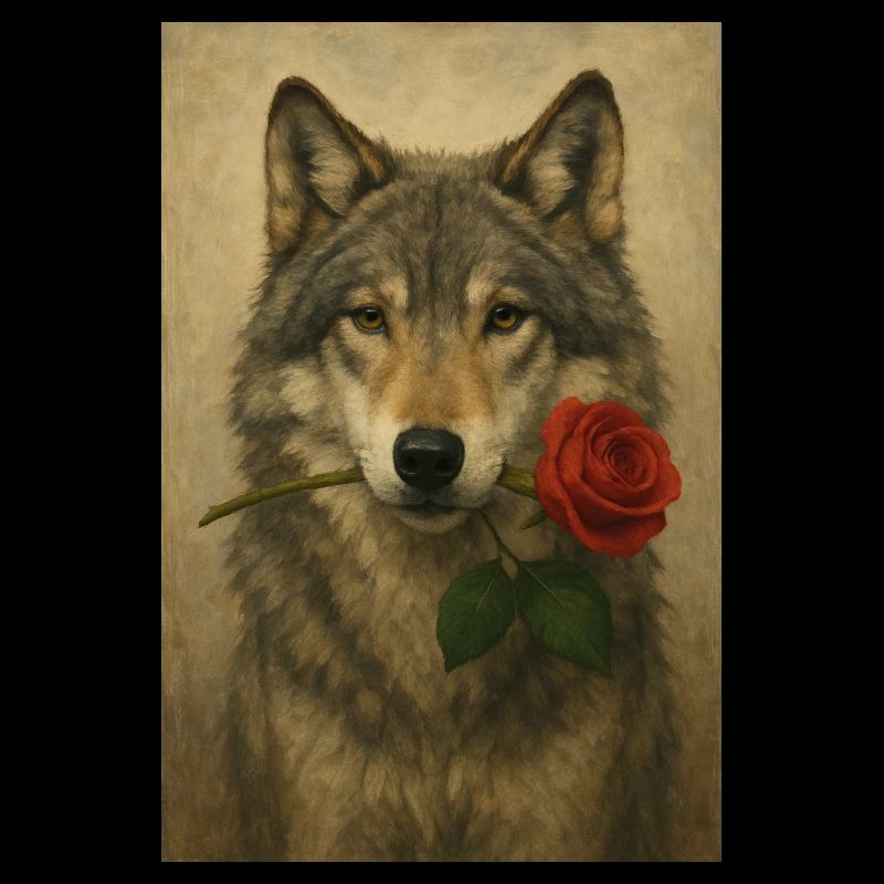 Wolf mit Blume