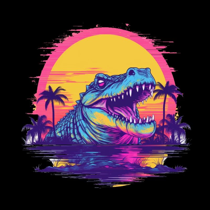 Retro Krokodil Vaporwave