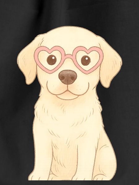 Playful dog with heart glasses