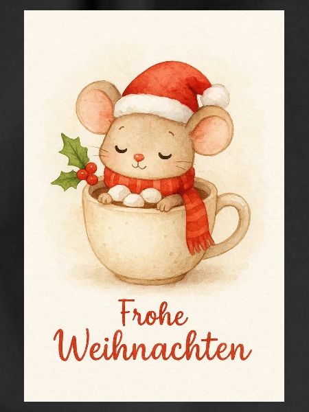 Cuddly mouse in Christmas cup