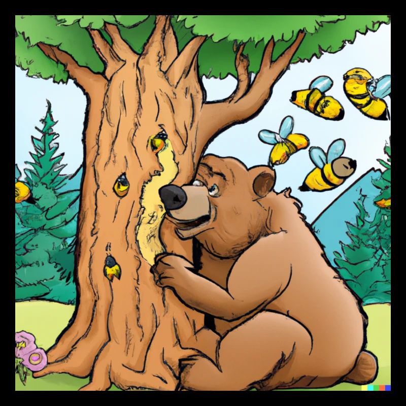 Grizzly bear eats honey