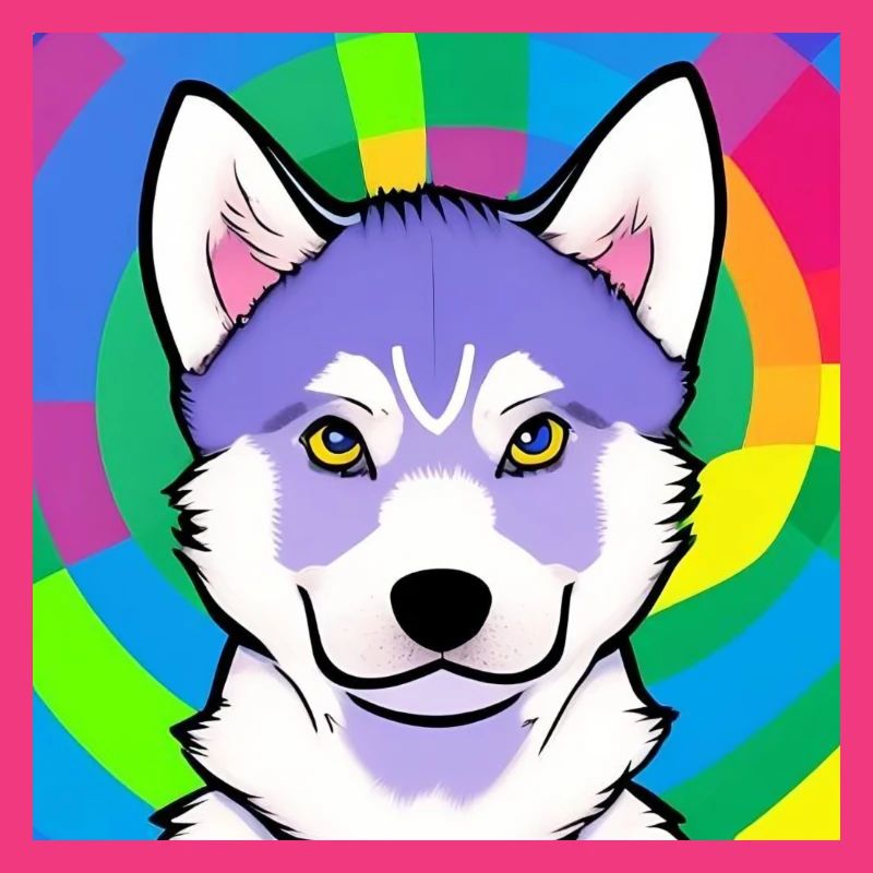 Cute Rainbow Husky Comic Design