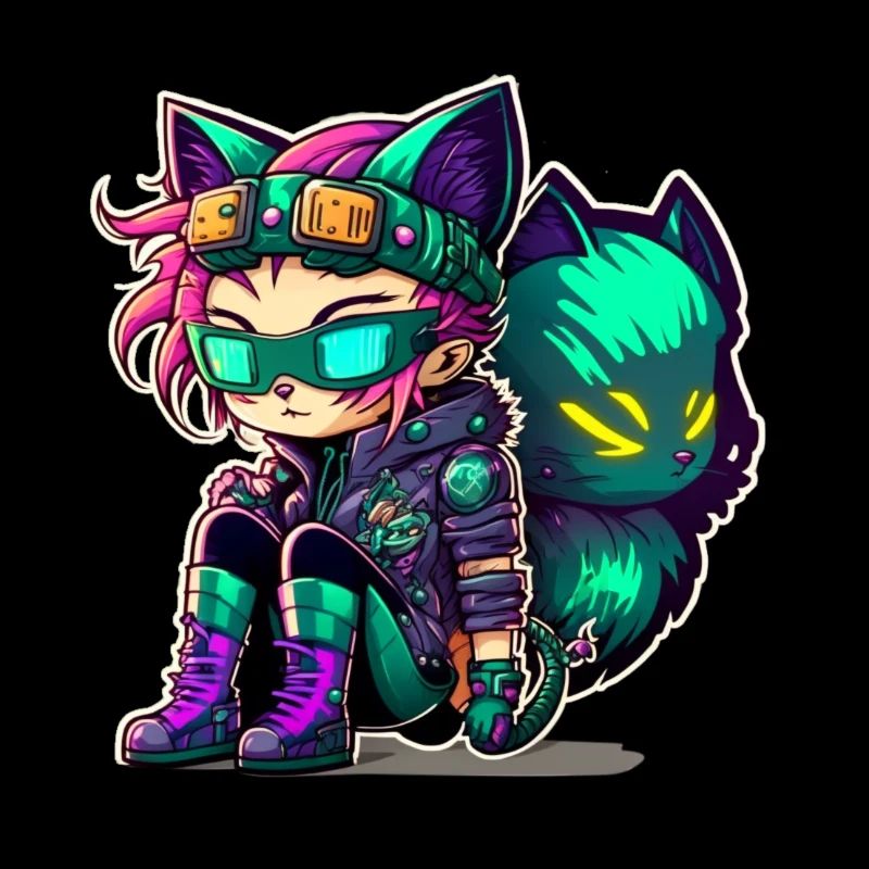 Hacker Cat Cool Cartoon Character