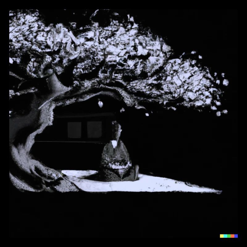 samurai meditates under tree digital artwork