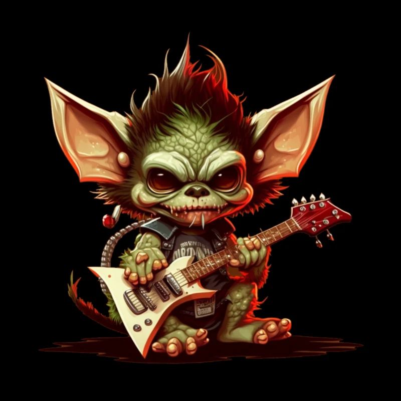 Gremlins mignons avec guitare rock