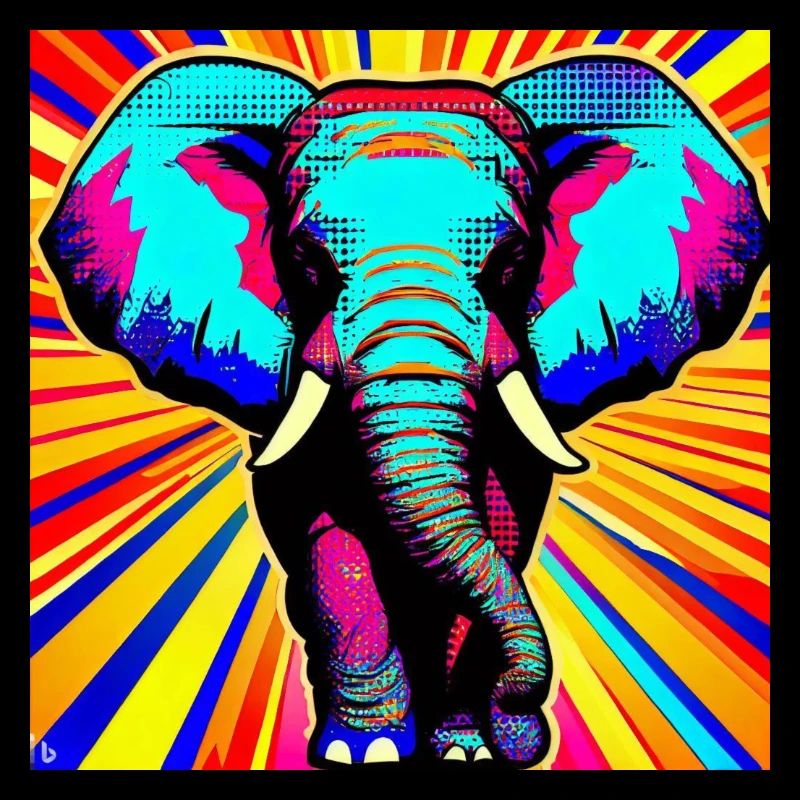 Eléphant Design Pop Art Couleur