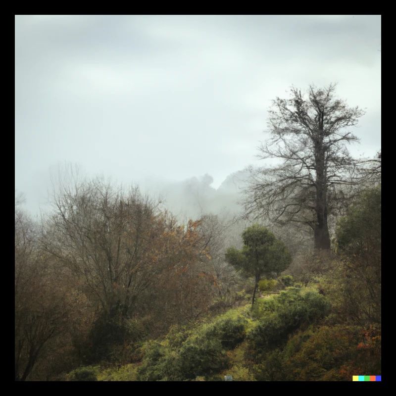 Brouillard et arbres