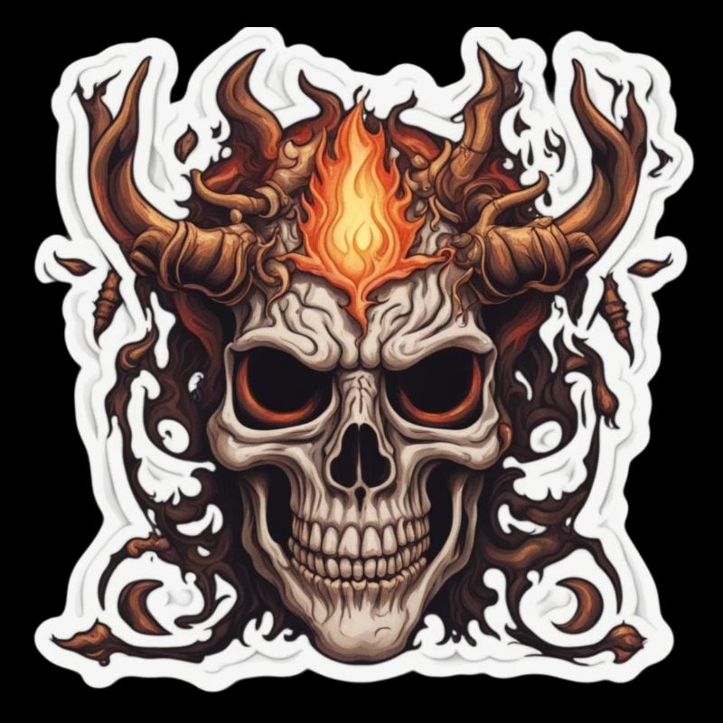 Horned Skull: Blue & Red Fires