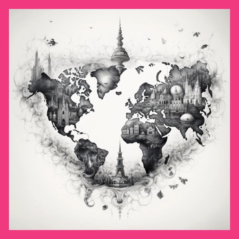 world map black and withe