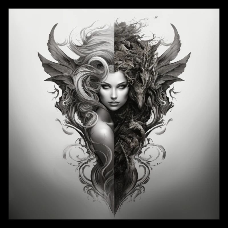 Evil Deity Demon Design Blanc Noir