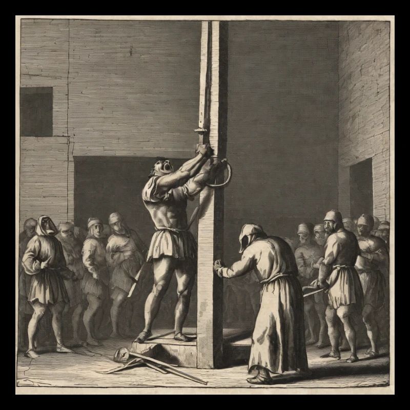 Executioner beheading a man at the scaffold