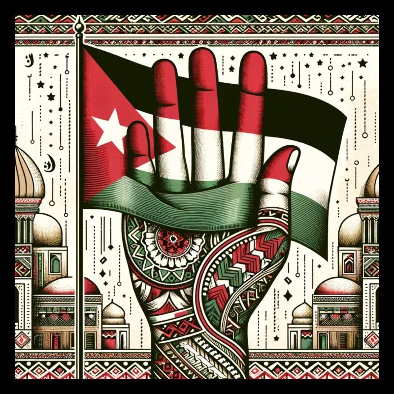 la main agitant le drapeau palestinien