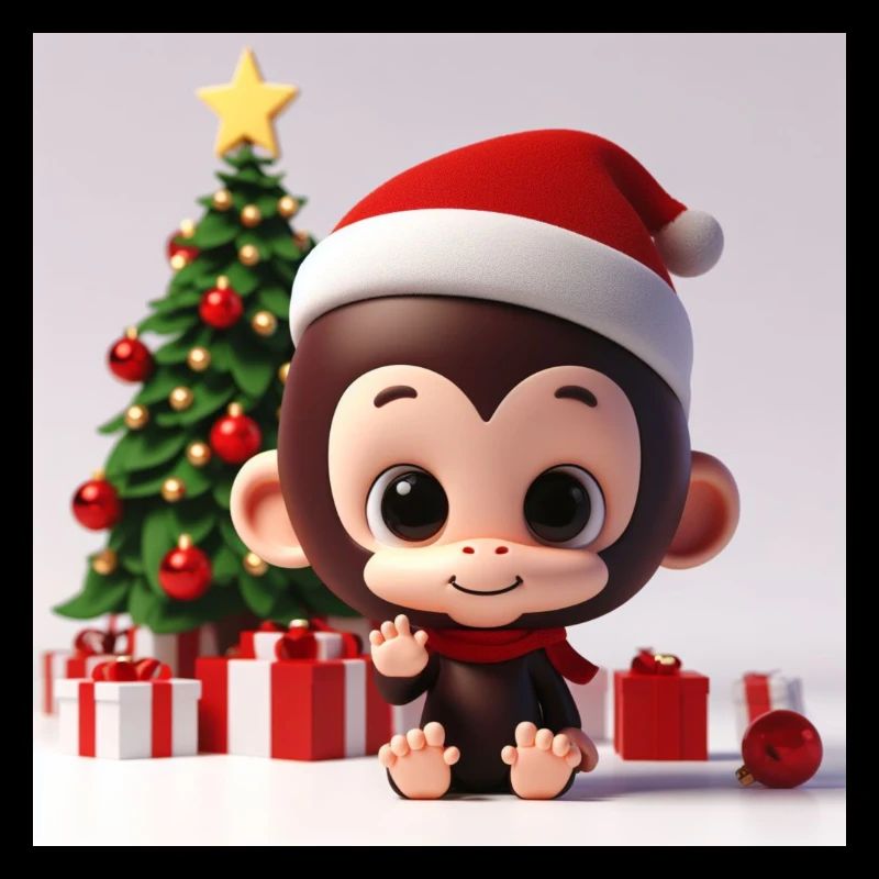 Niedlicher Affe zu Weihnachten