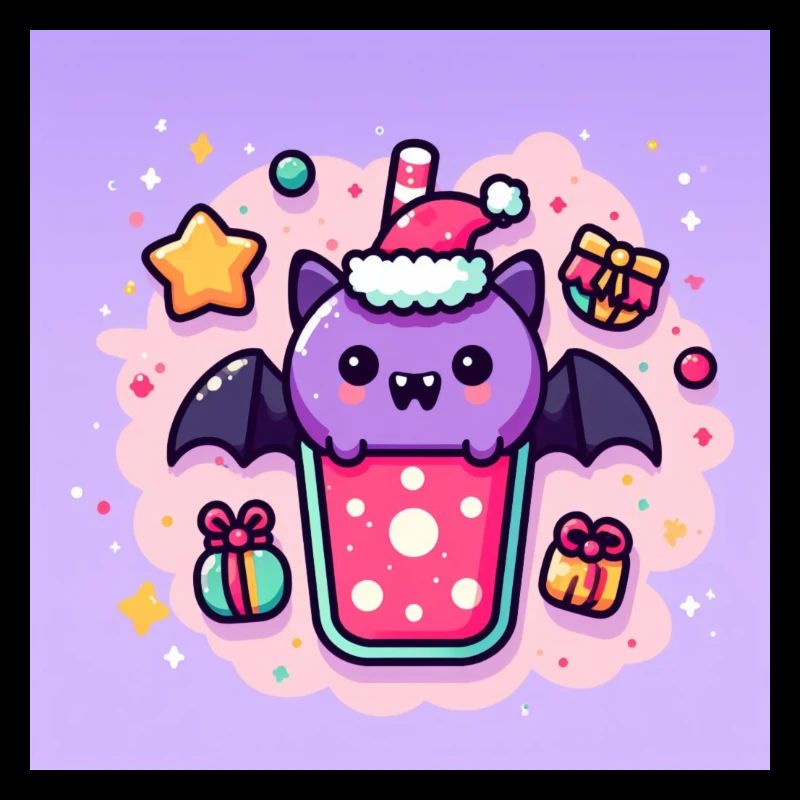 Kawaii Christmas Bubbletea bat