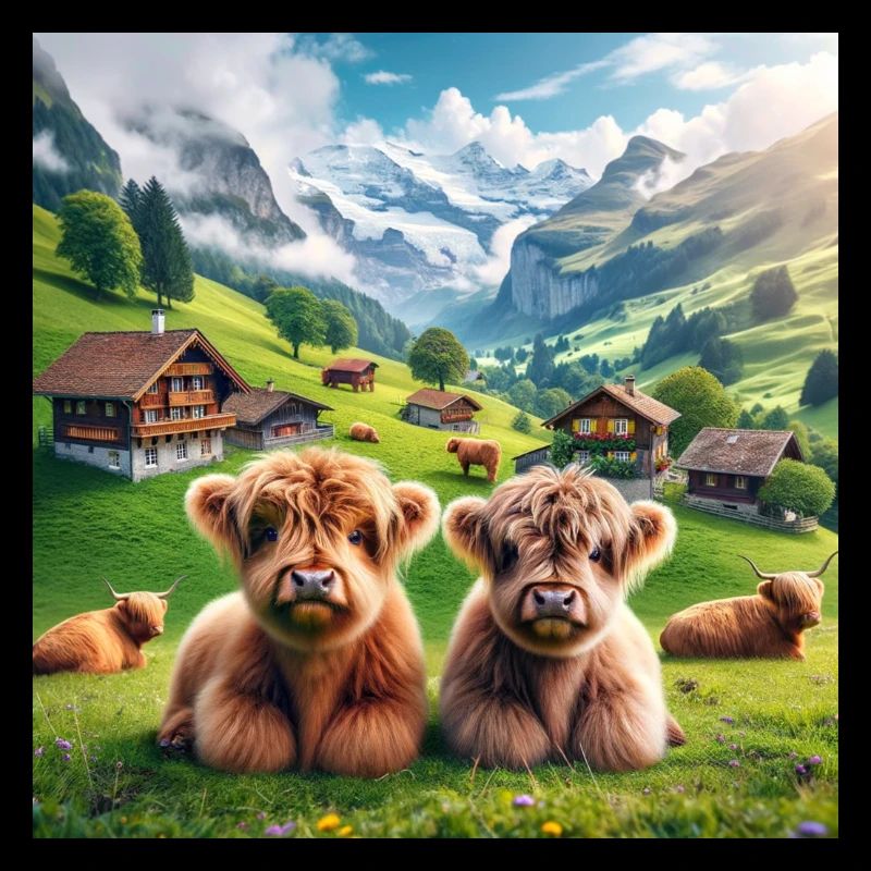 Adorable ultra fluffy Highland cattle
