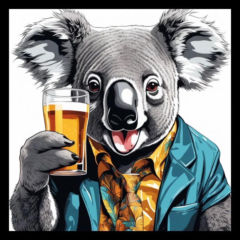 Niedlicher Koala bietet Bier an