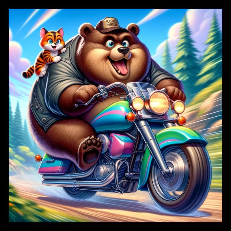 Teddy bear on a motorcycle