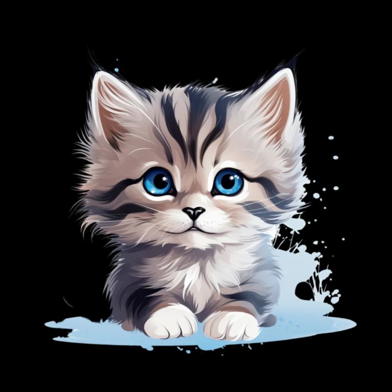 Beau chat aux yeux bleus couché