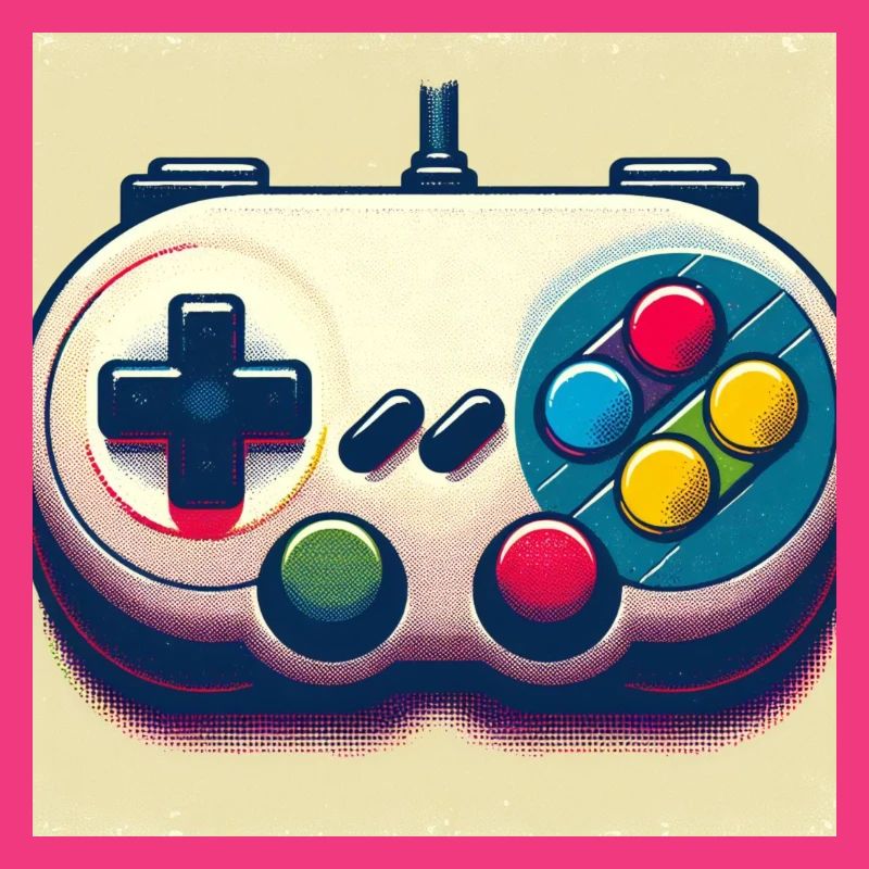 Retro Gamepad in Risograph