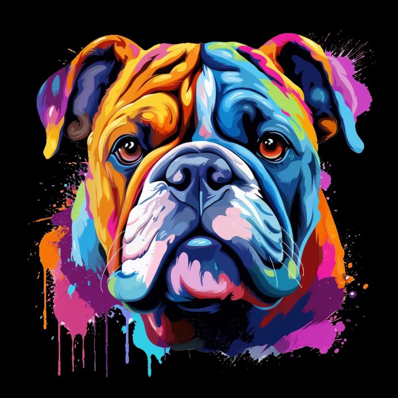 Colorful dripping bulldog
