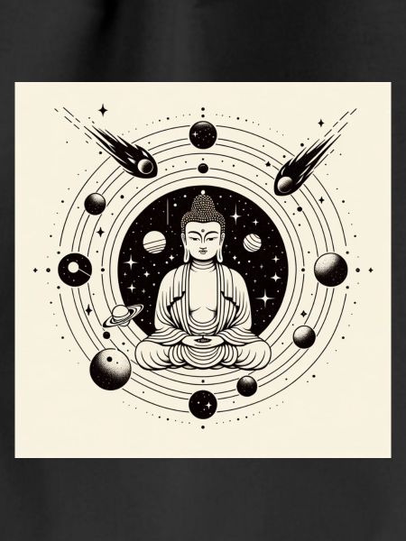 Space-Buddha schwarzweiß