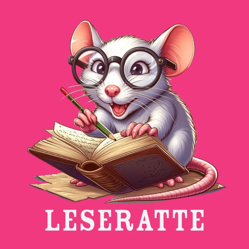 Bookworm with glasses and book