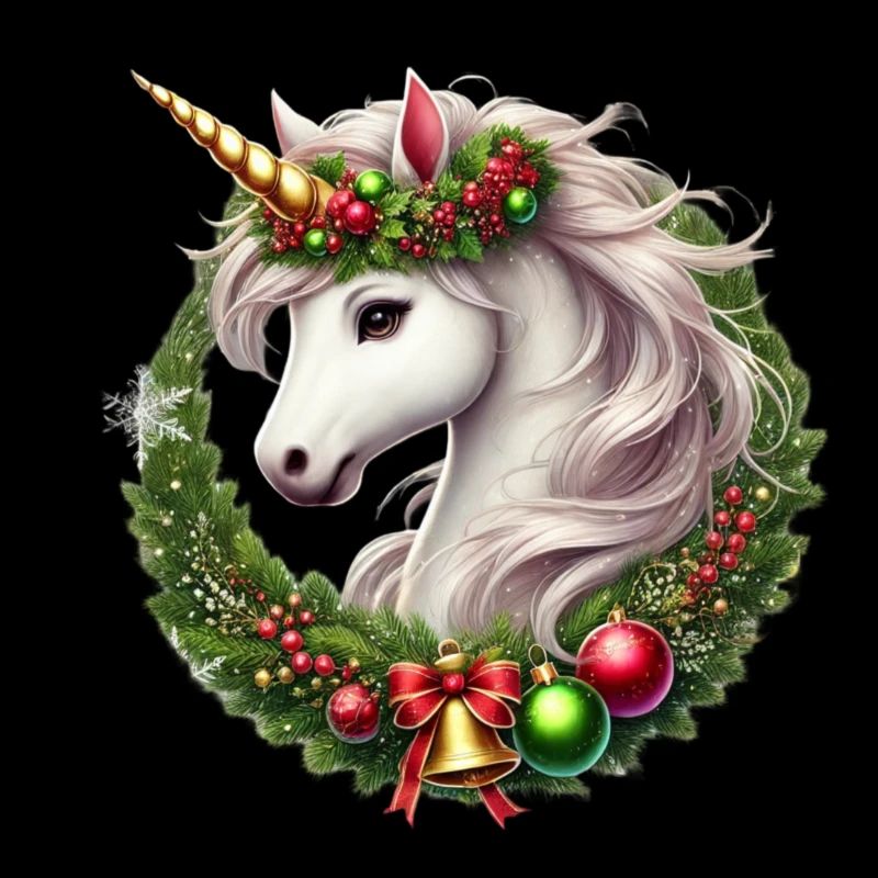 Ein wunderschönes Einhorn mit einem festlichen Weihnachtsmotto