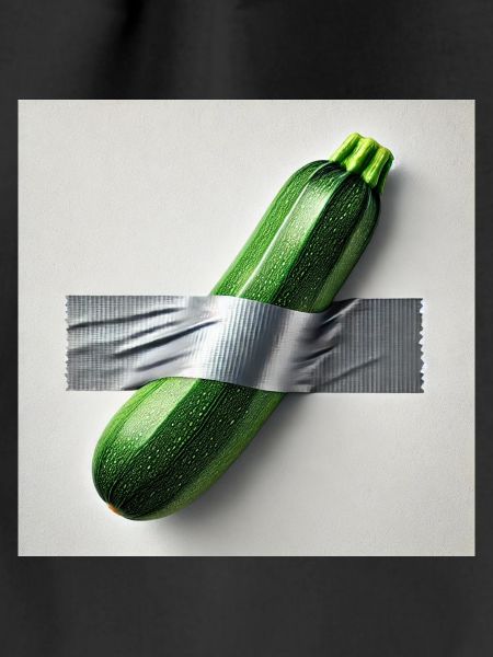 Zucchini framed by ribbon