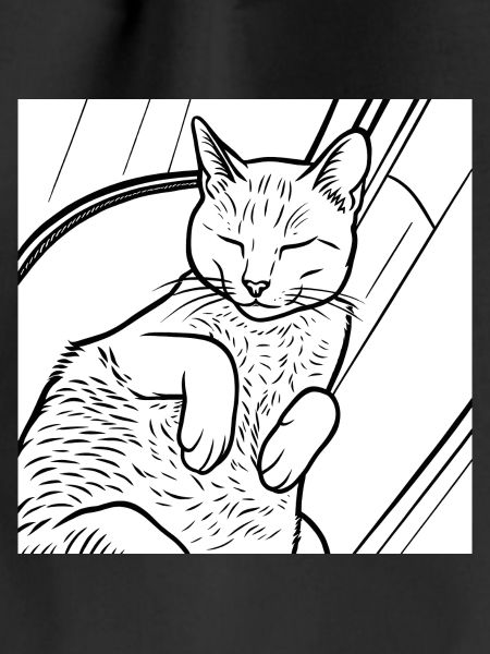 Sleeping Cat Line Art