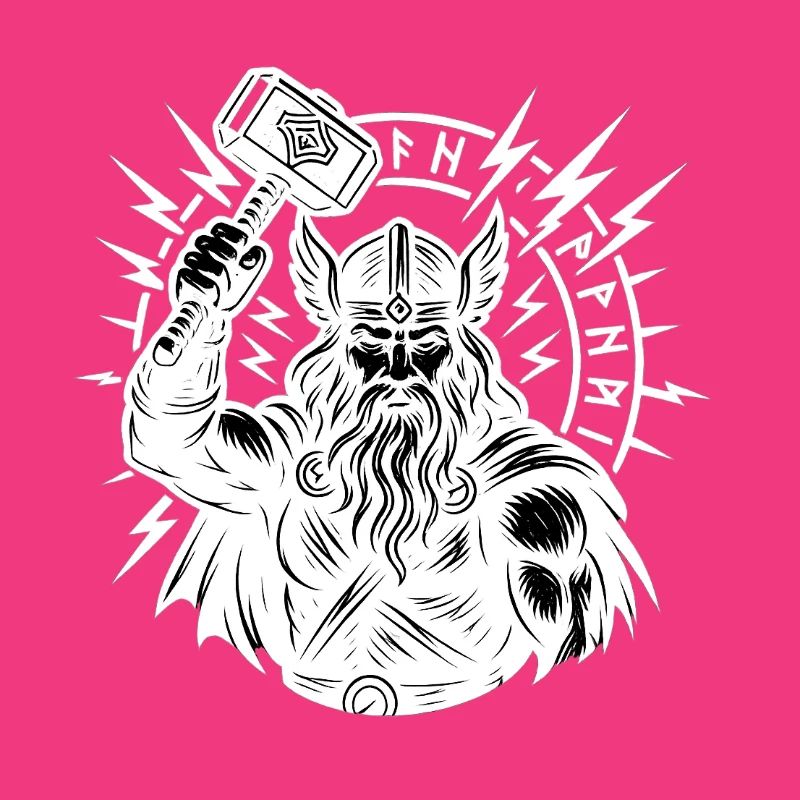 Odin mit Thorhammer Blitz Runenkreis Mjölnir