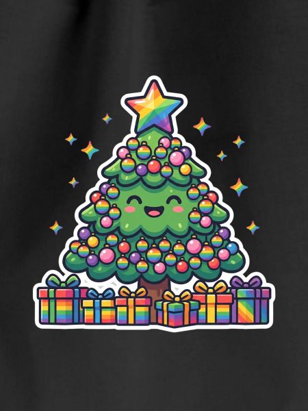 Cheerful rainbow Christmas tree cute