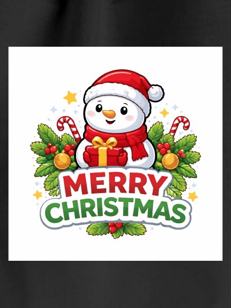 Snowman with gift Christmas fun