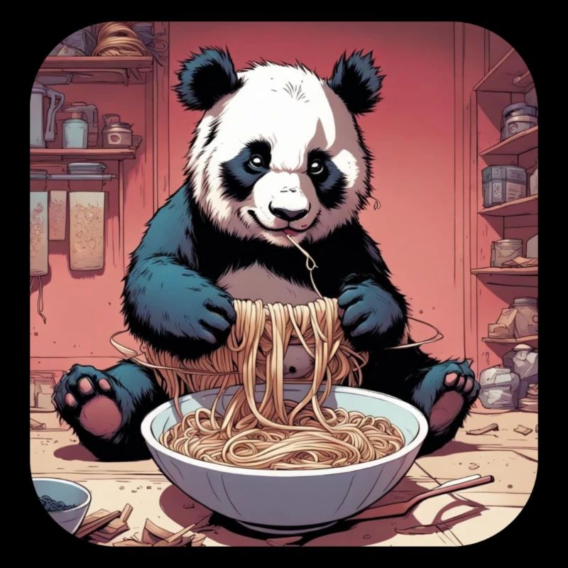 Panda Bear Eating Noodles