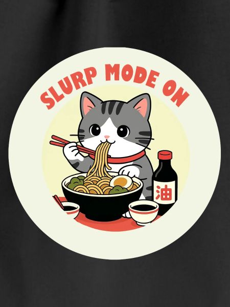 Kitten eating Ramen Slurp mode