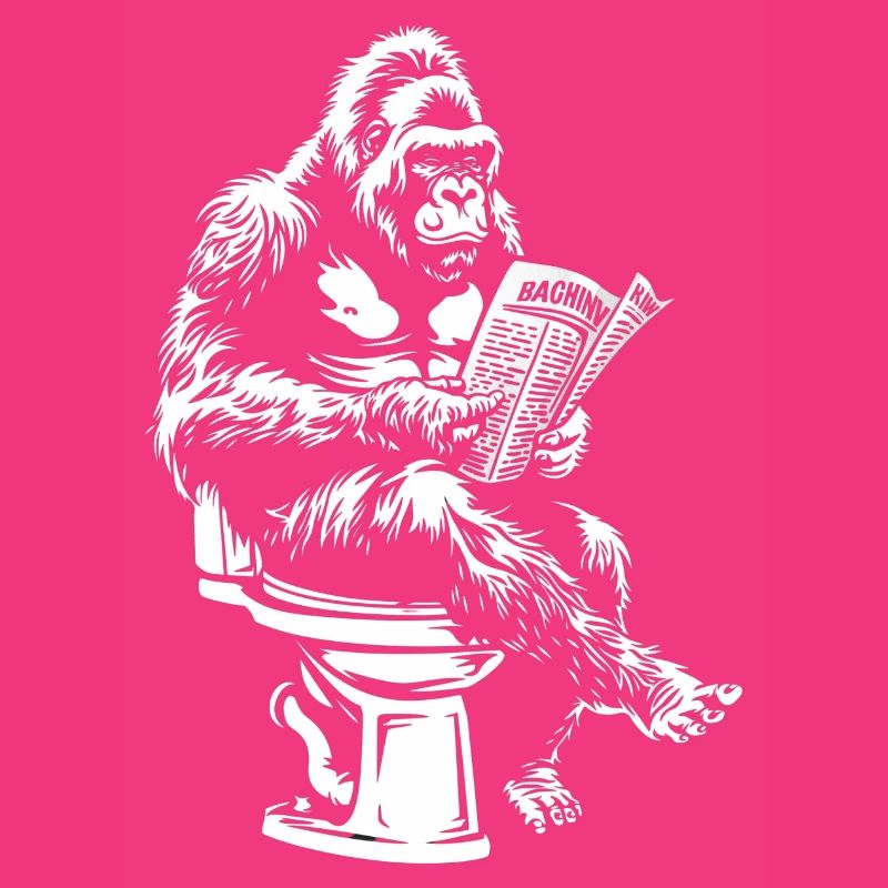 Gorille réfléchi lisant le journal