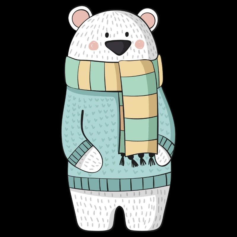 Eisbär mit Schal und Pullover