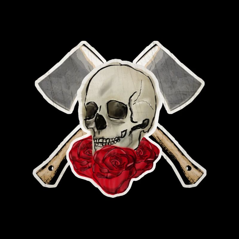 Skull with axe