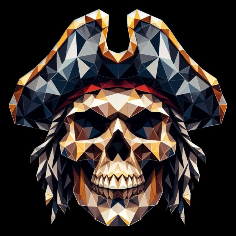 Ein cooler, bunter Totenkopf mit Pitatenhut