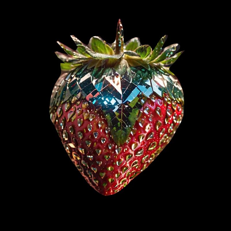 strawberry, sequins, rhinestones, glamour