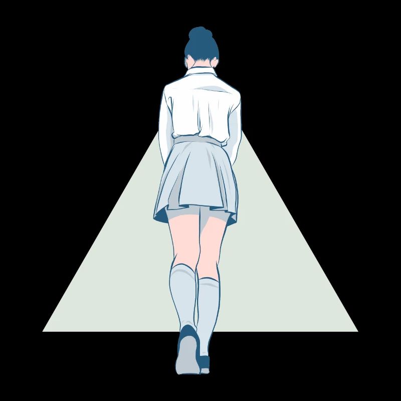 Schoolgirl in uniform and triangle