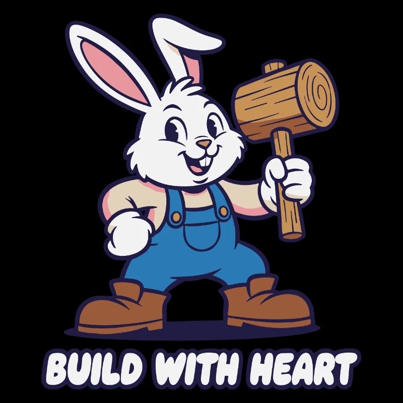 Hase mit Hammer – Herz Baumotiv