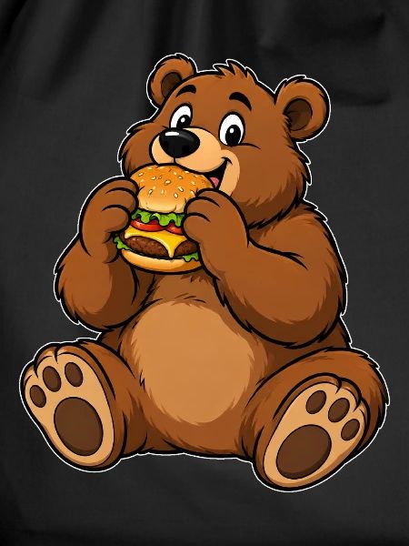 Lustiger Bär mit Burger – Burger Liebe