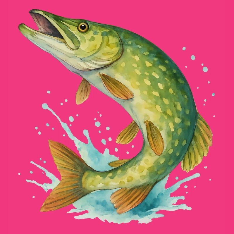 Springender Hecht (Wasserfarbe)