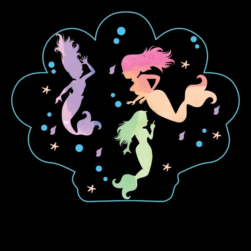 Seashell with dancing mermaids