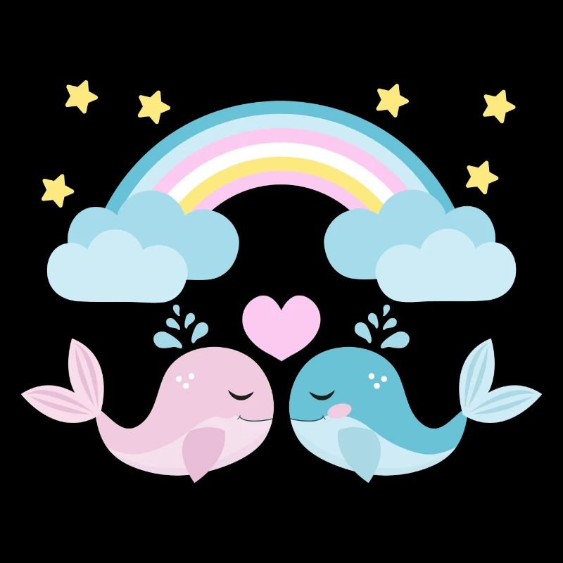 Zwei verliebte Fische unter dem Regenbogen