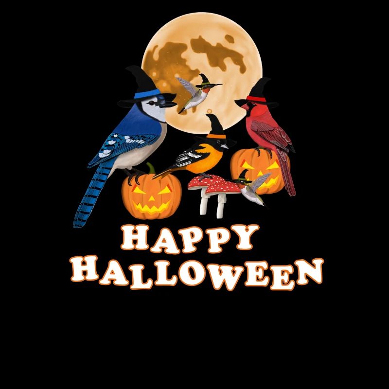 Cardinal Oriole Halloween Pumpkin Moon Bird