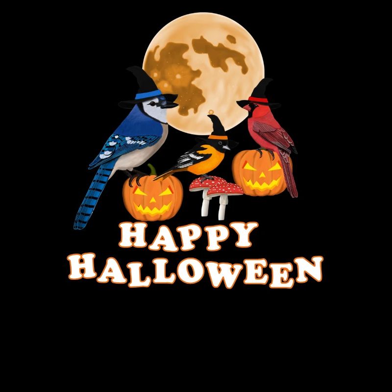 Oriole Cardinal Halloween Pumpkin Moon Bird